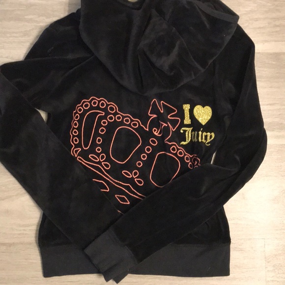 Juicy Couture Jackets & Blazers - NWOT Black Velvet Juicy Couture Hooded Jacket Sz S